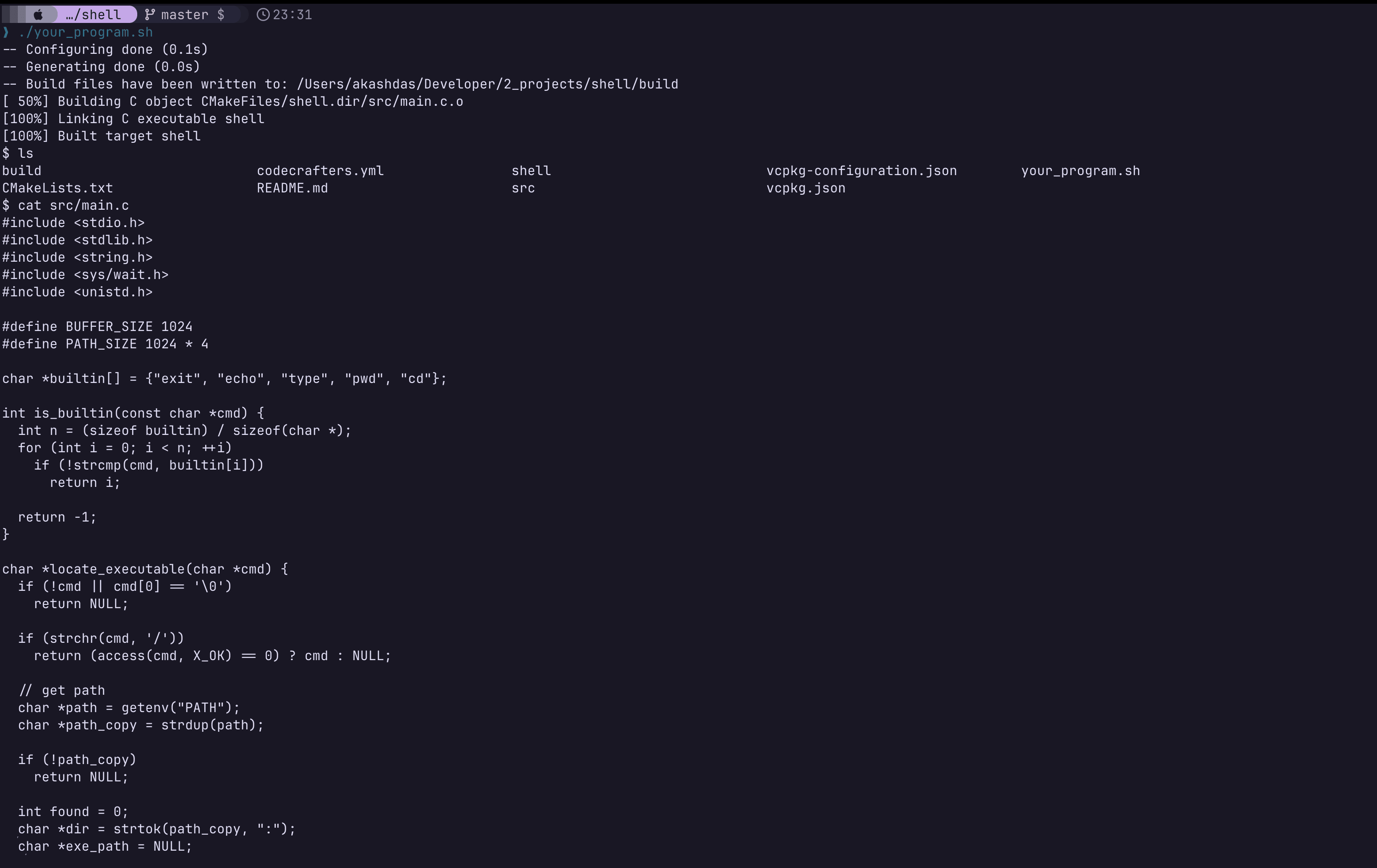 POSIX Shell Implementation